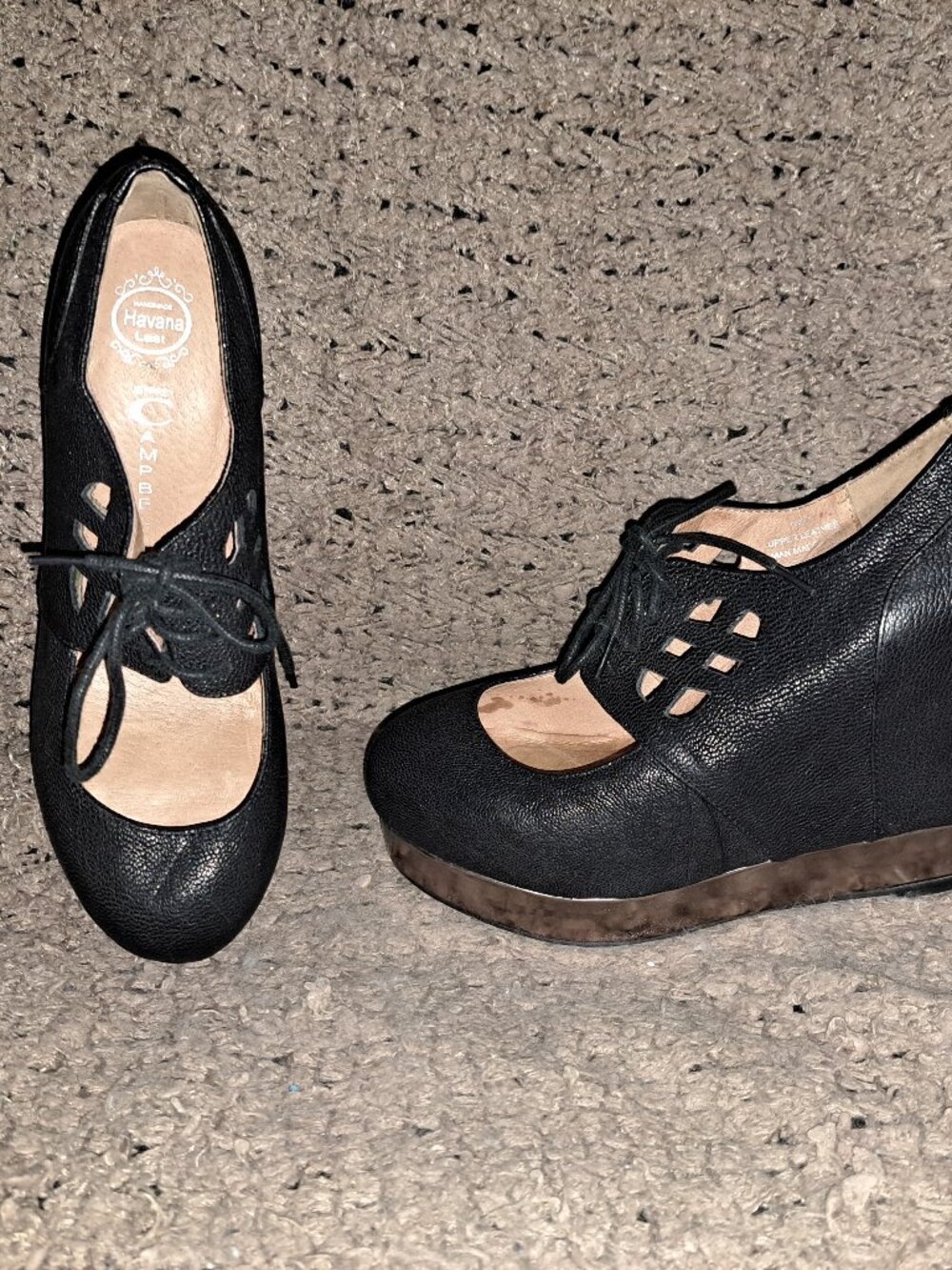 JEFFREY CAMPBELL-Raid-Black/Silver Leather Platform Heels-Sz 38/7.5-Excellent